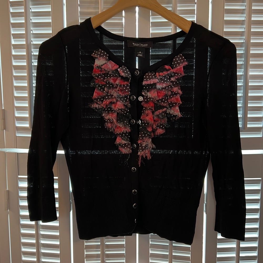White House Black Market black button down cardigan with 3/4 sleeves - size S